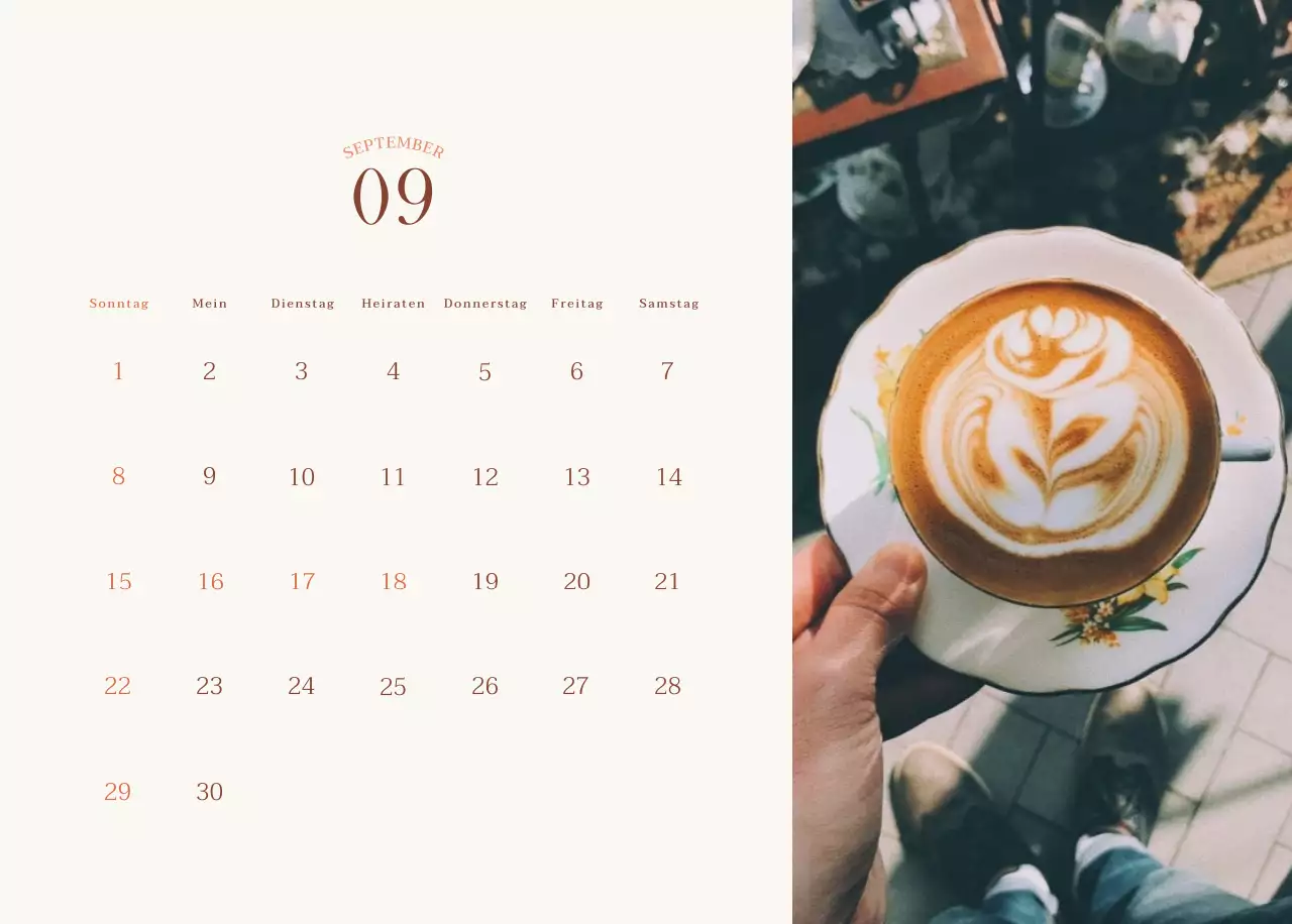 Emotionales Cafe-Fotolayout in Beige und Braun