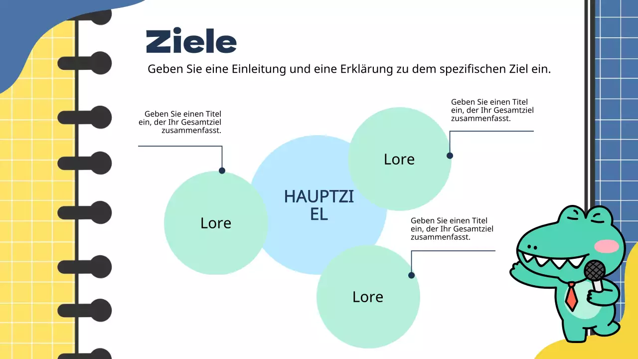 Blaue und gelbe Trendy Marketing Studie Notizen Bericht