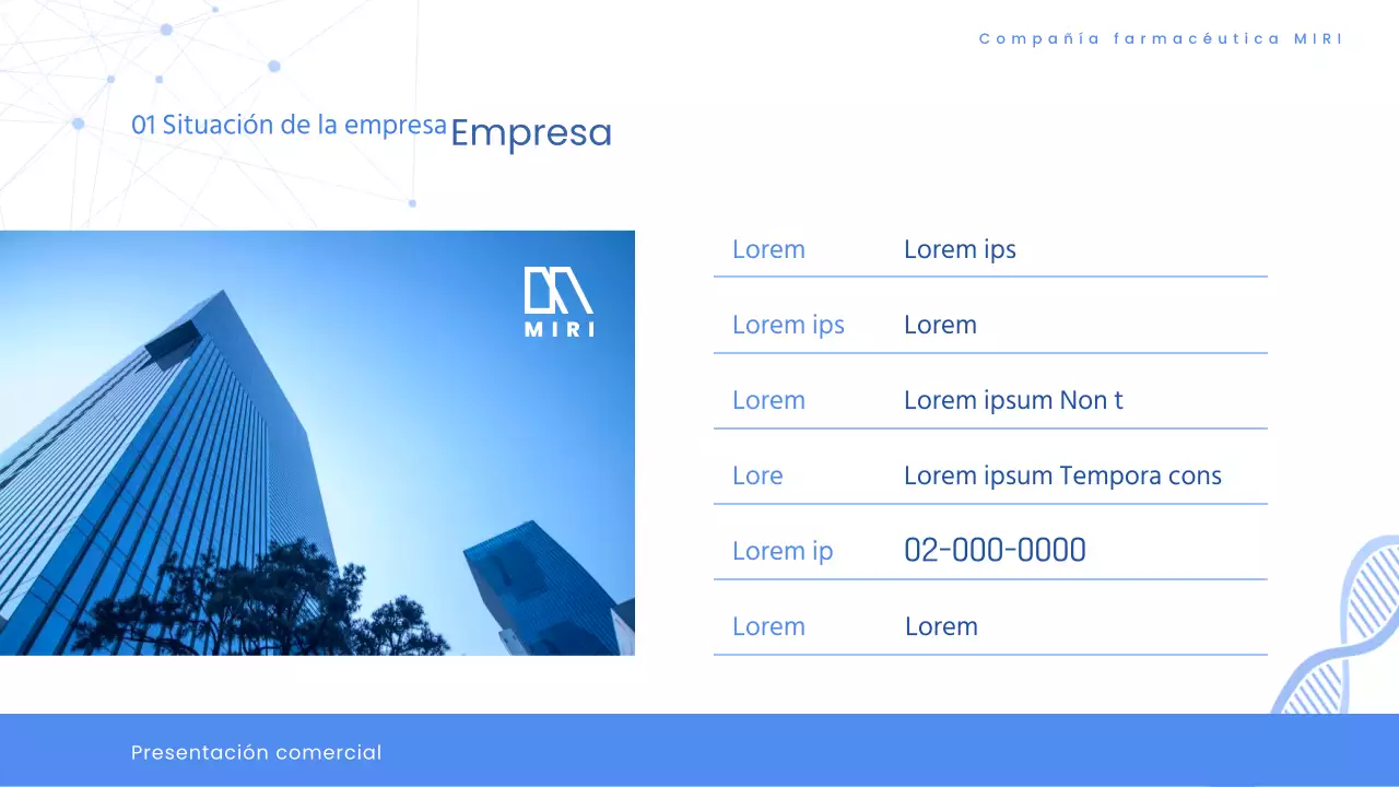 Moderna propuesta de concurso farmacéutico sanitario en blanco y azul