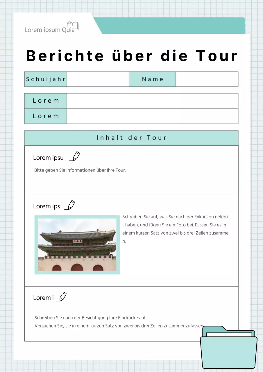 Ein einfacher Exkursionsbericht in mint und schwarz