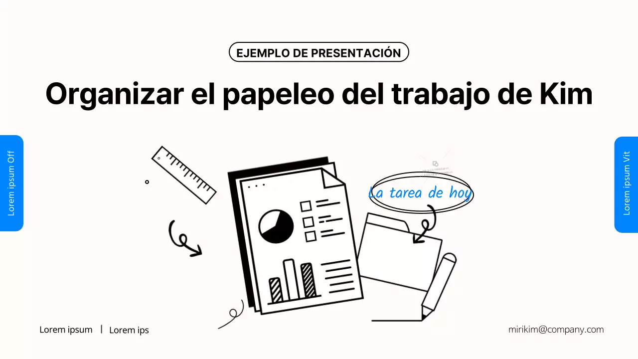 Sencilla presentación de trabajo de oficina en azul y negro