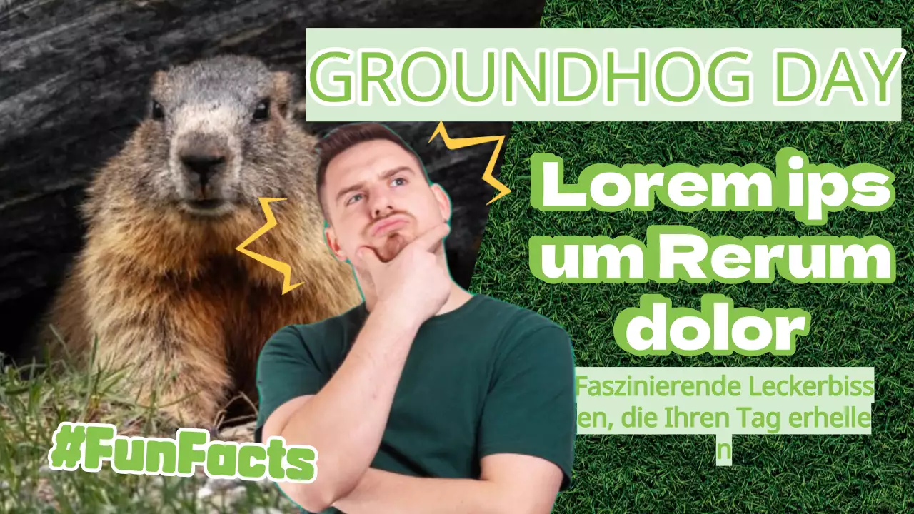 Grüne und gelbe auffällige Murmeltiertag-Fakten Einführung