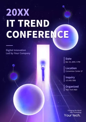 Promoting a digital conference with a cyber feel in navy blue and purple