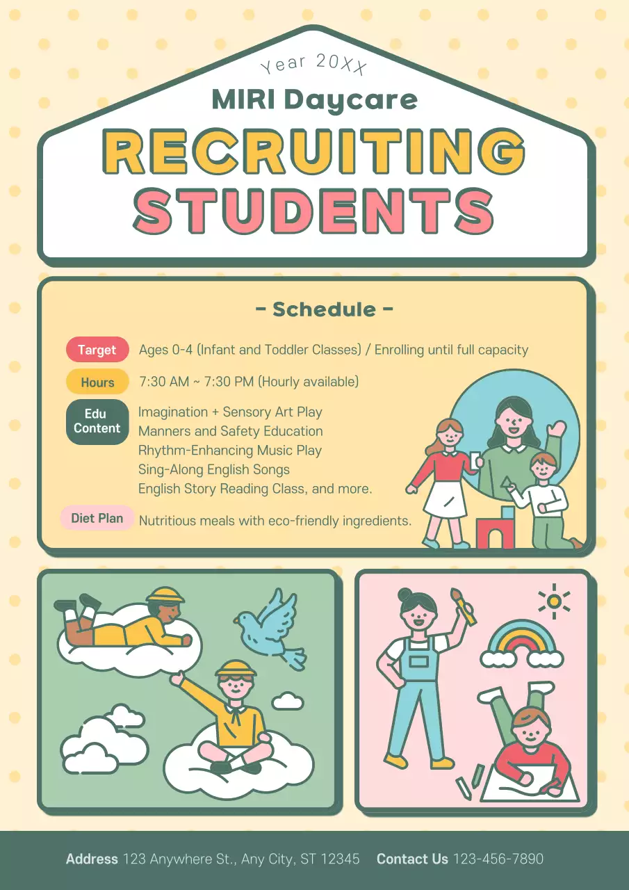 Yellow Retro Daycare Recruitment Poster