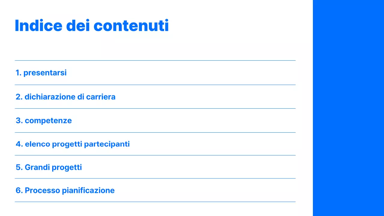 Semplice portfolio di carriera con sfondo blu