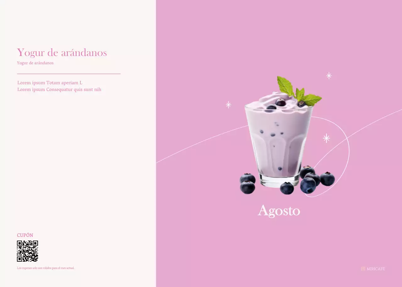 Calendario de cafés con recomendaciones de bebidas del mes