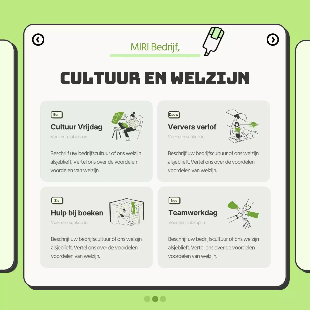 Eenvoudige bedrijfspromotie in chartreuse en oranje