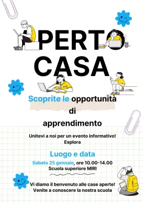 Invito alla scuola aperta blu e giallo di tendenza