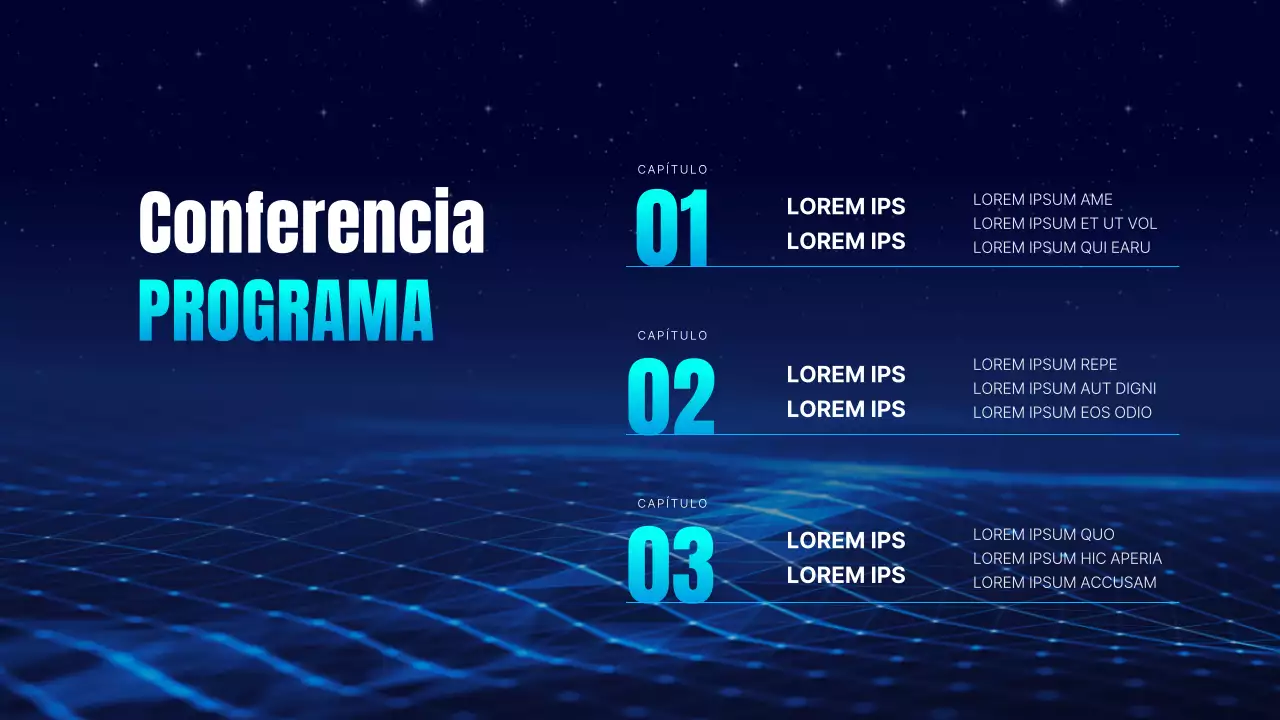 Presentación de conferencia sencilla en azul marino y azul claro