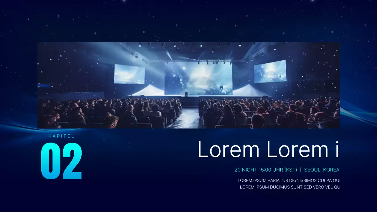 Einfache Konferenzpräsentation in Marineblau und Hellblau