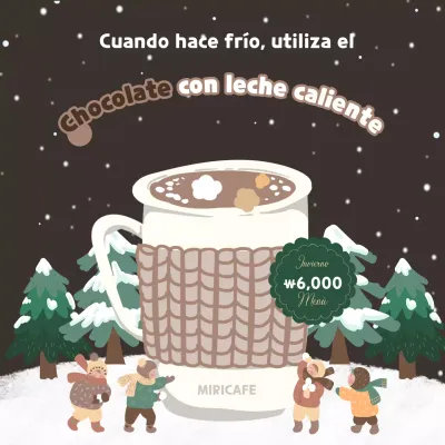 Anuncio kitsch de chocolate con leche en beige y marrón