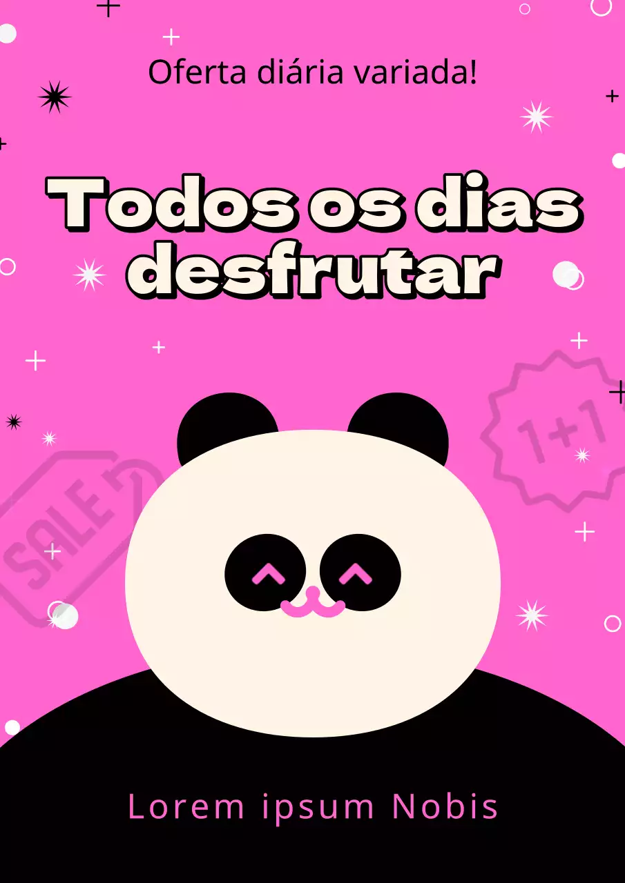 Anúncio simples de um evento de saldos num centro comercial em cor-de-rosa e preto