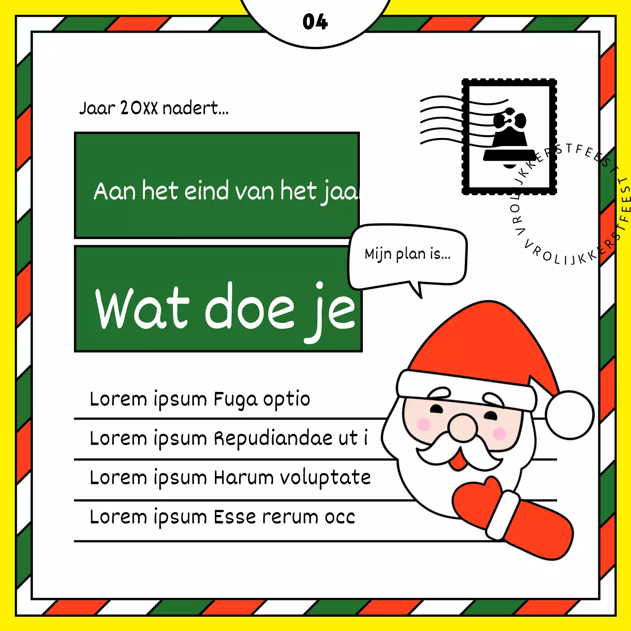 Schattige kerstsjabloonadvertentie in rood en geel