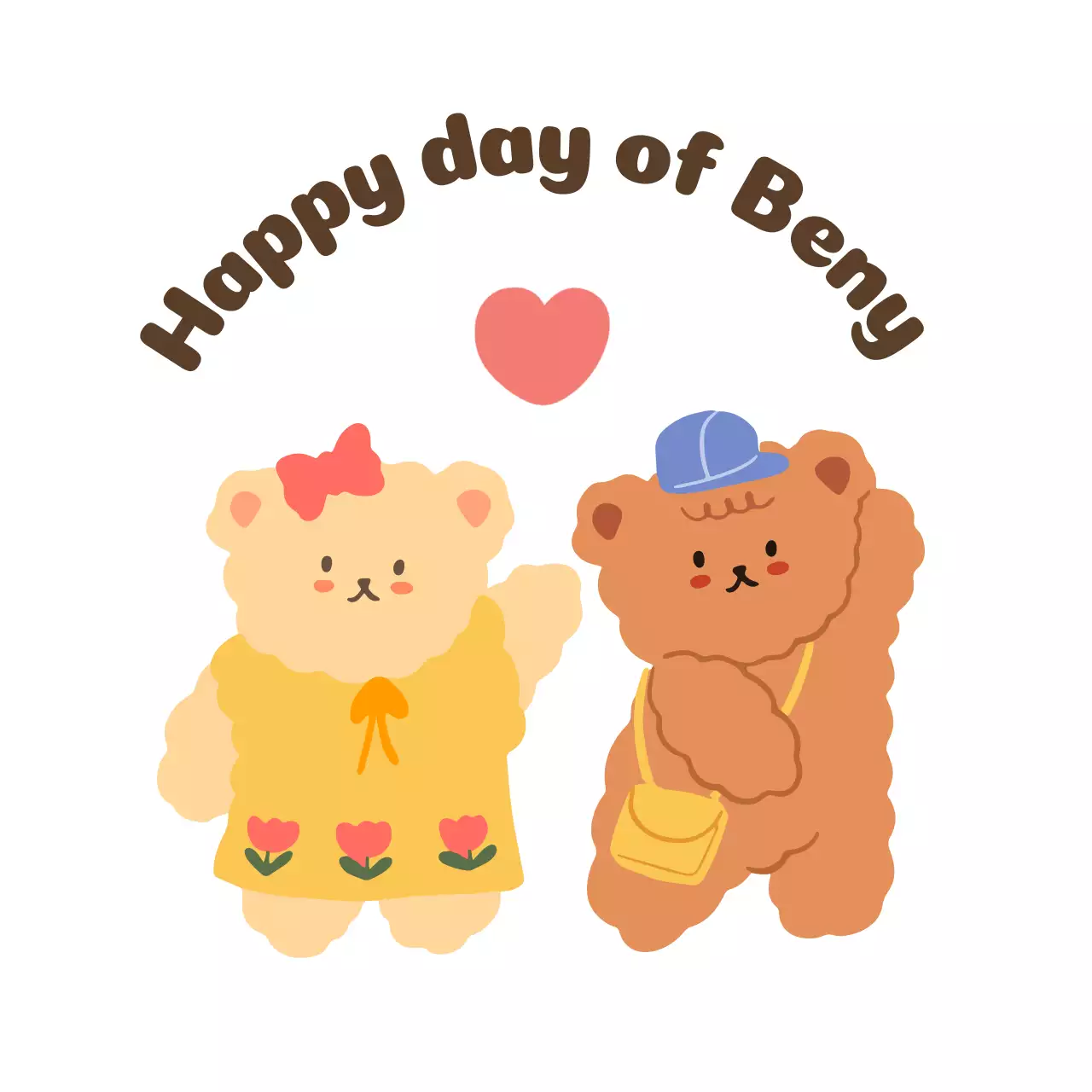 Stationery design with two cute teddy bears standing together