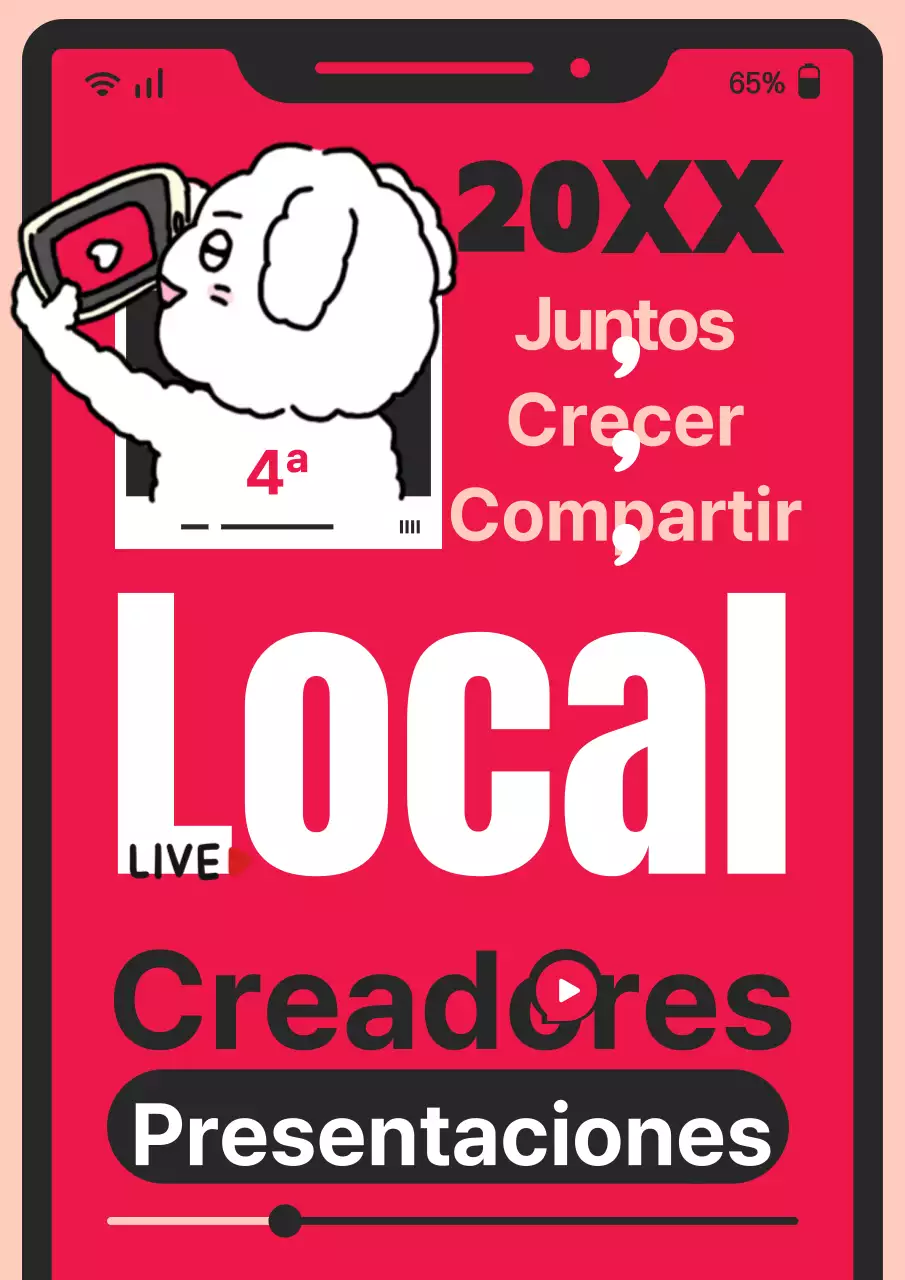 Invitación a una presentación de creadores en estilo pop art con fondo rojo