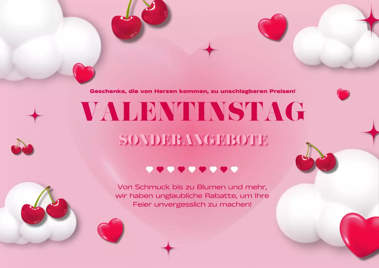 Pinke und rote Trendy-Valentine's-Day-Verkaufswerbung