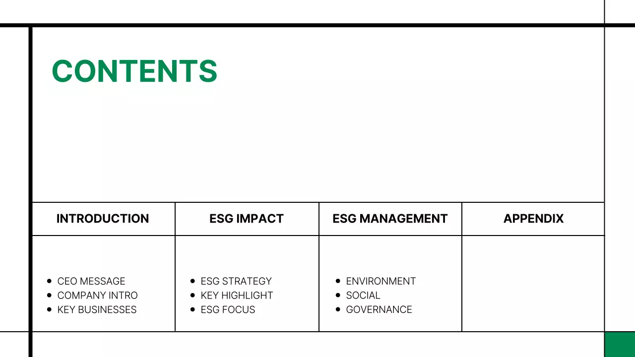 Green Modern Esg 보고서 문서 프레젠테이션