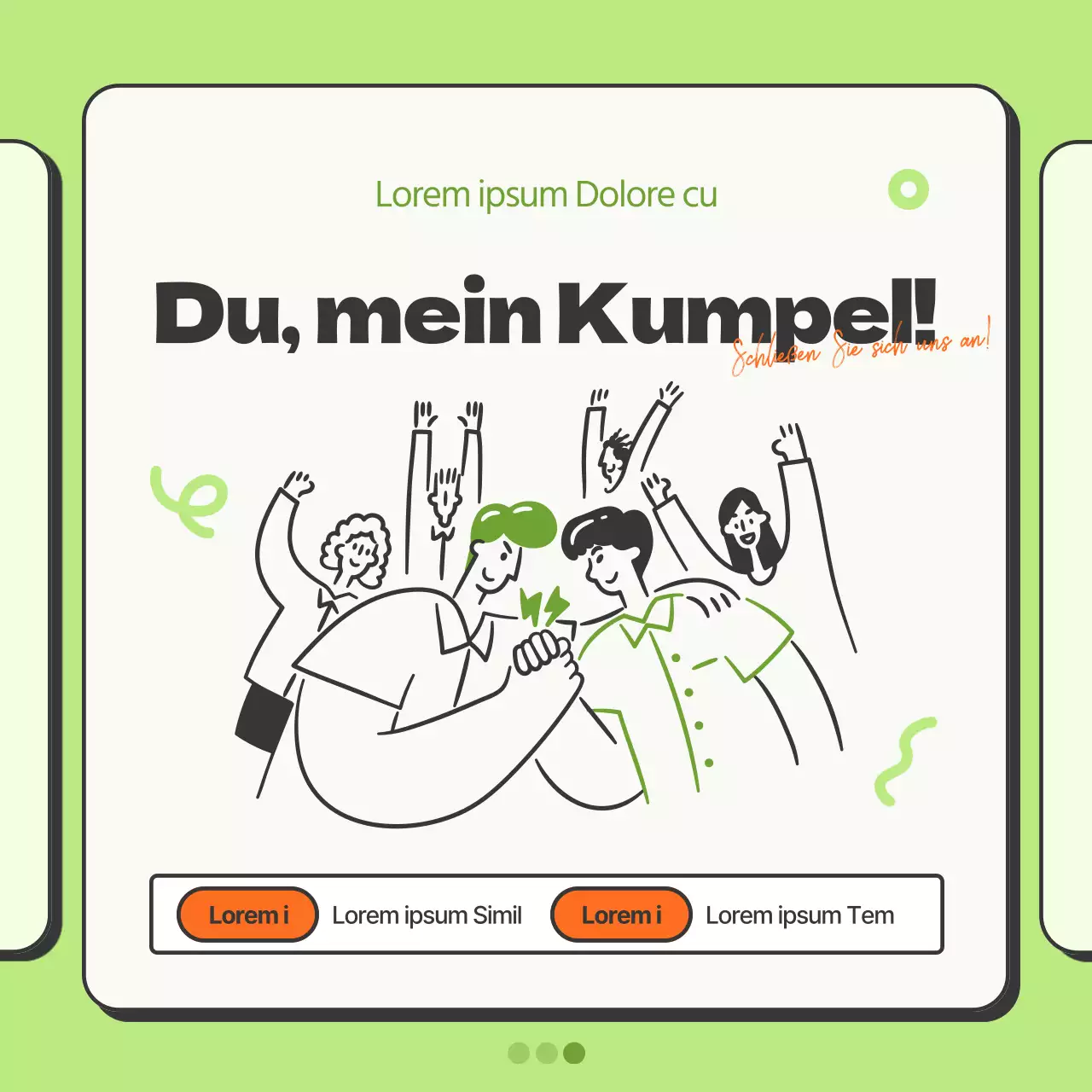 Einfache Firmenwerbung in Chartreuse und Orange