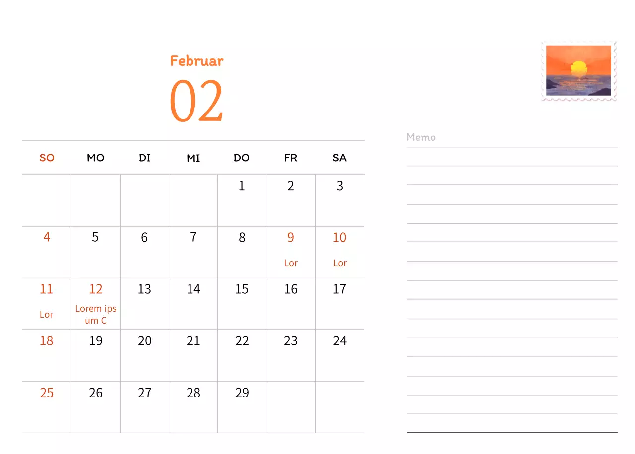 Stempelillustrationen mit einem warmen Konzept