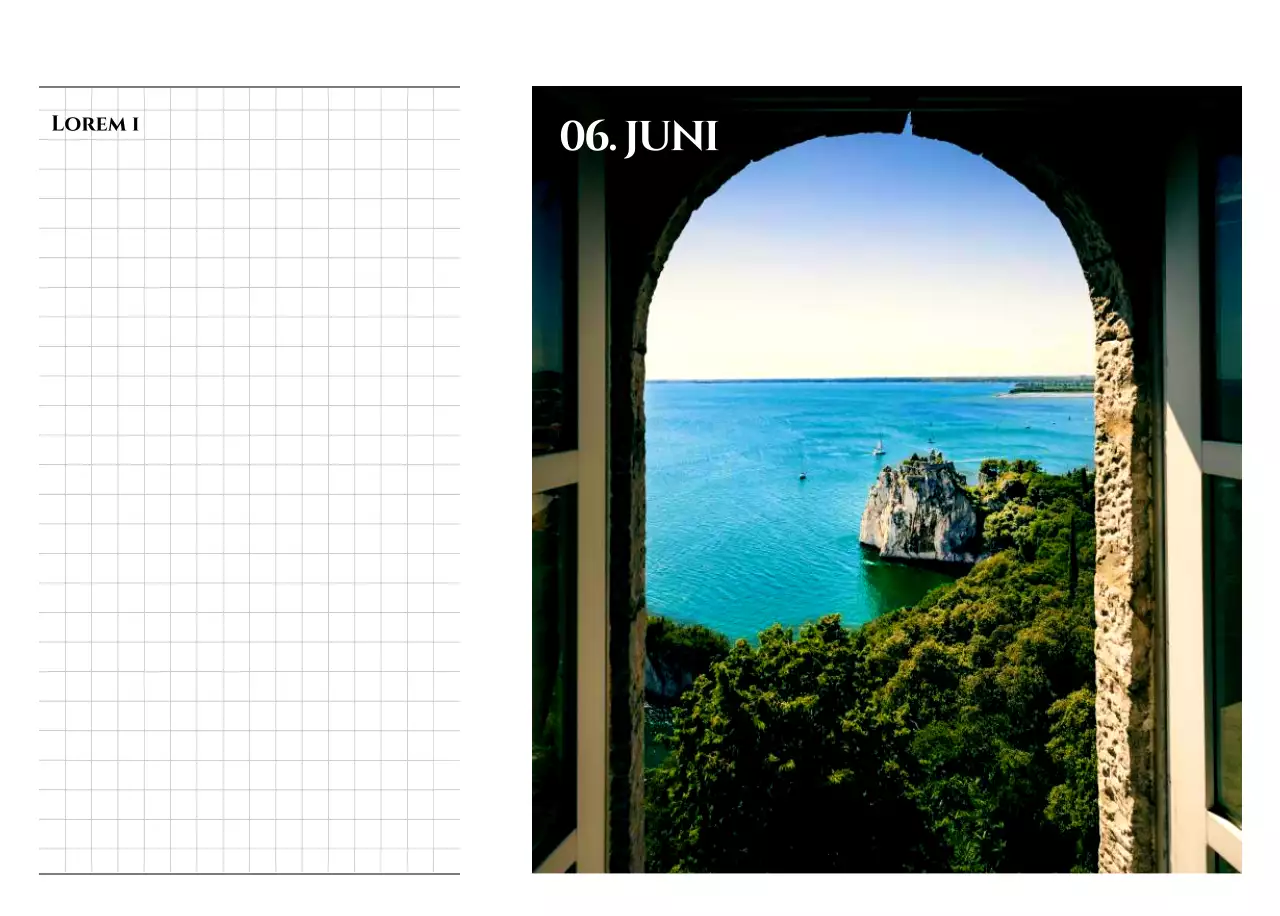 Een kalender in een eenvoudige stijl met een emotioneel concept voor reisfotografie