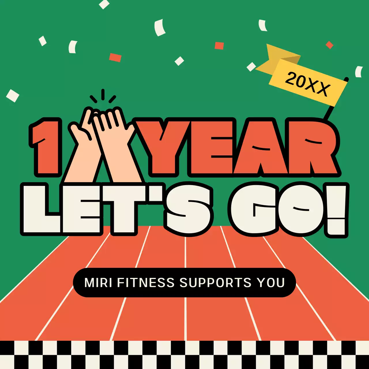 Green Retro Fitness 발표 소셜 미디어 게시물