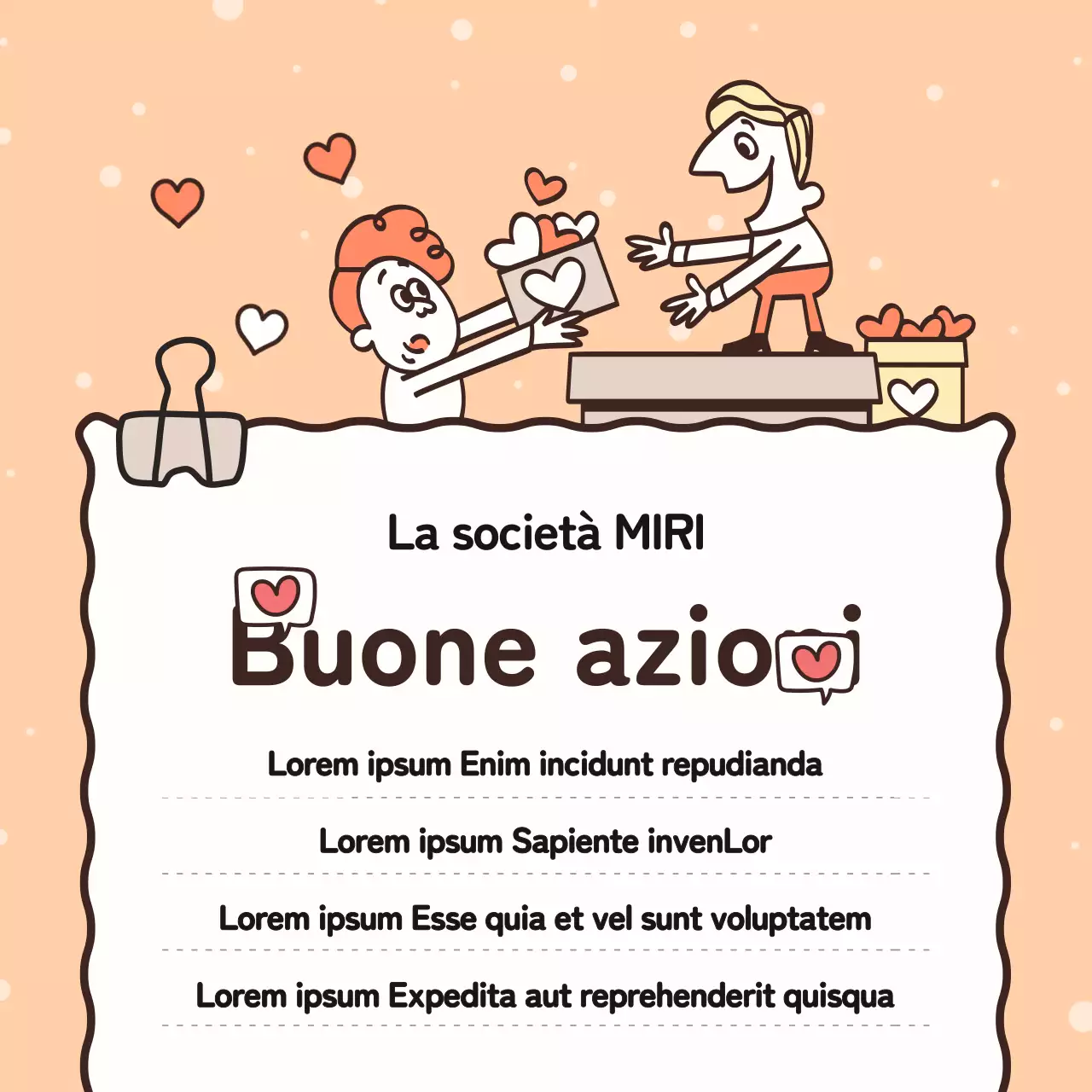 Promuovere le buone azioni della vostra azienda in arancione e giallo