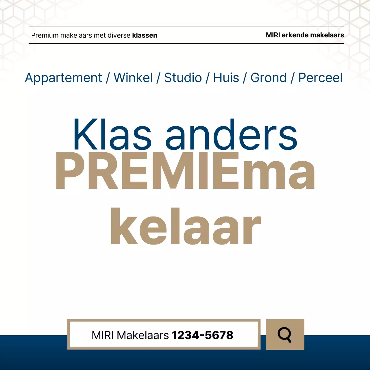 Luxueus vastgoed in marineblauw en goud door een makelaar.