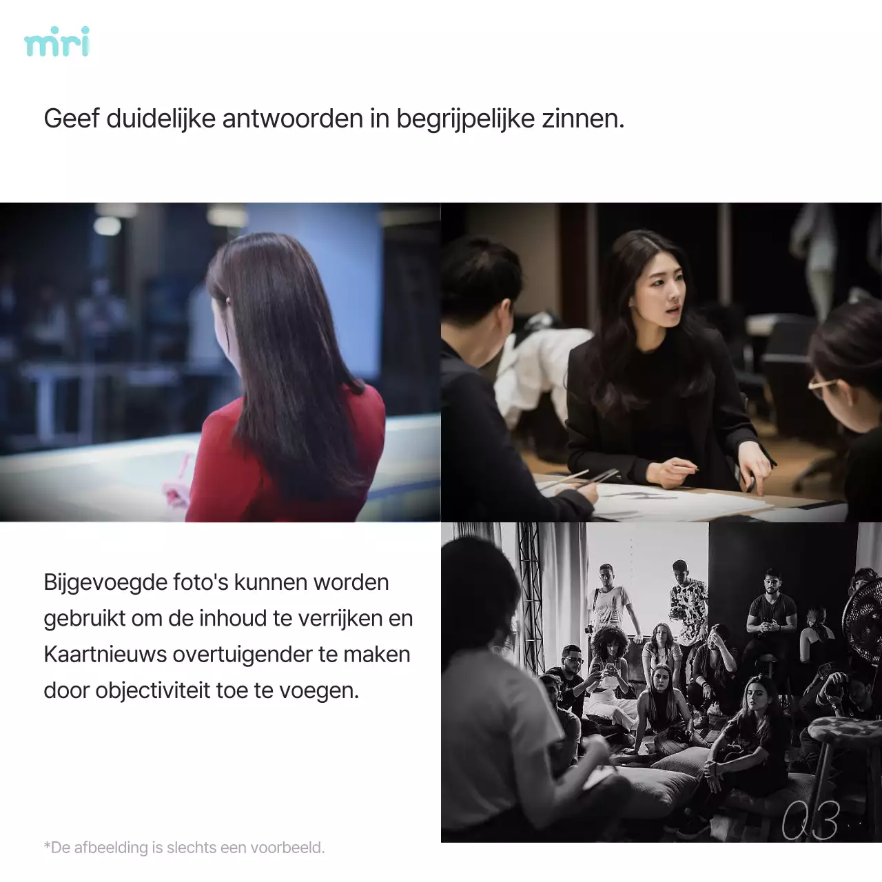 Promoot eenvoudige persoonlijkheidsinterviews en gesprekken in wit en lichtblauw