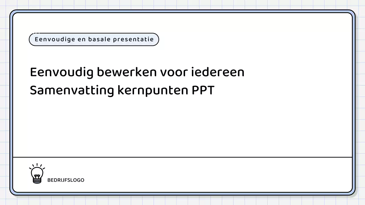 Een eenvoudig, lichtblauw samenvattend rapport