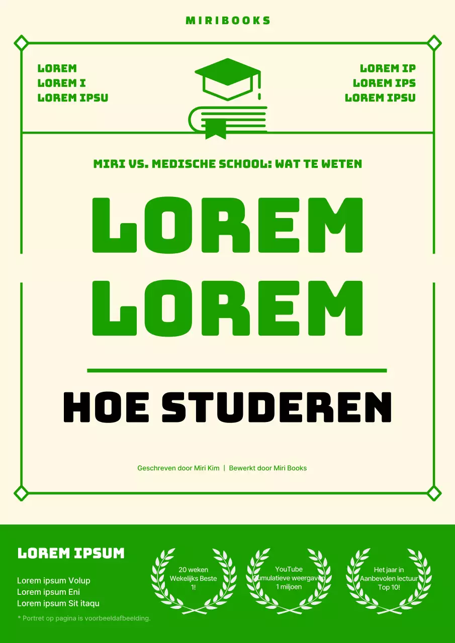 Eenvoudige gele en groene studiegidsomslag