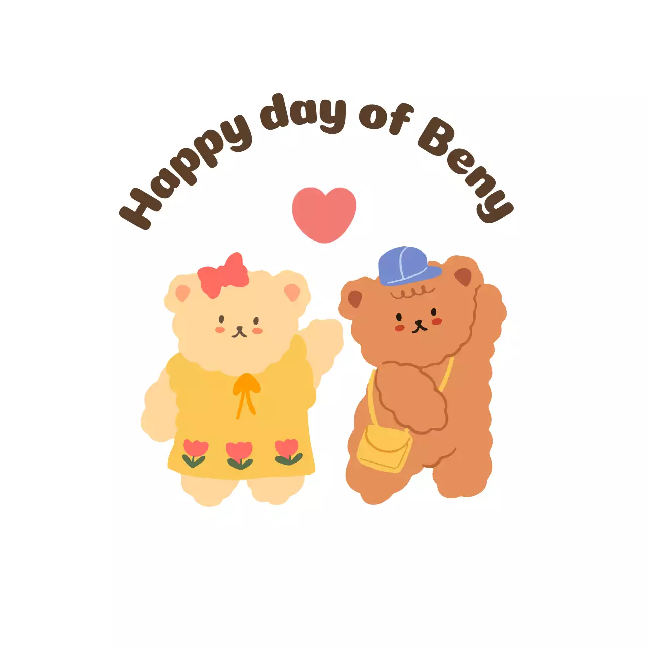 Stationery design with two cute teddy bears standing together