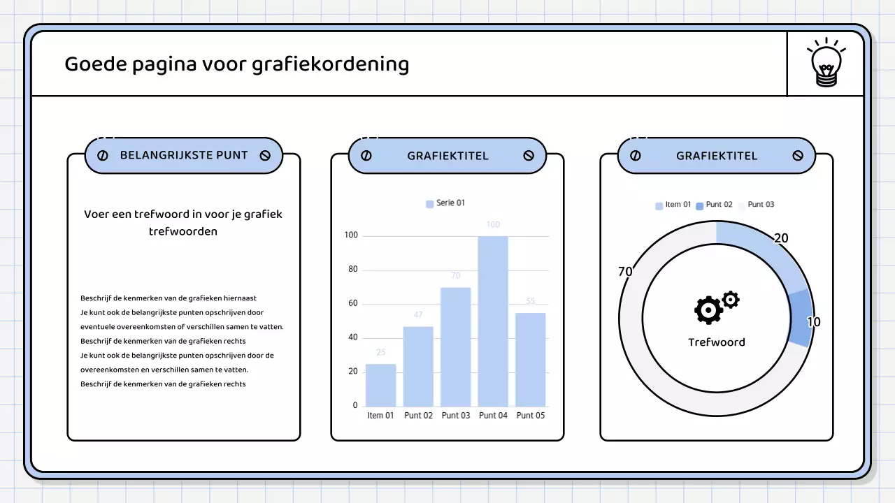 Een eenvoudig, lichtblauw samenvattend rapport