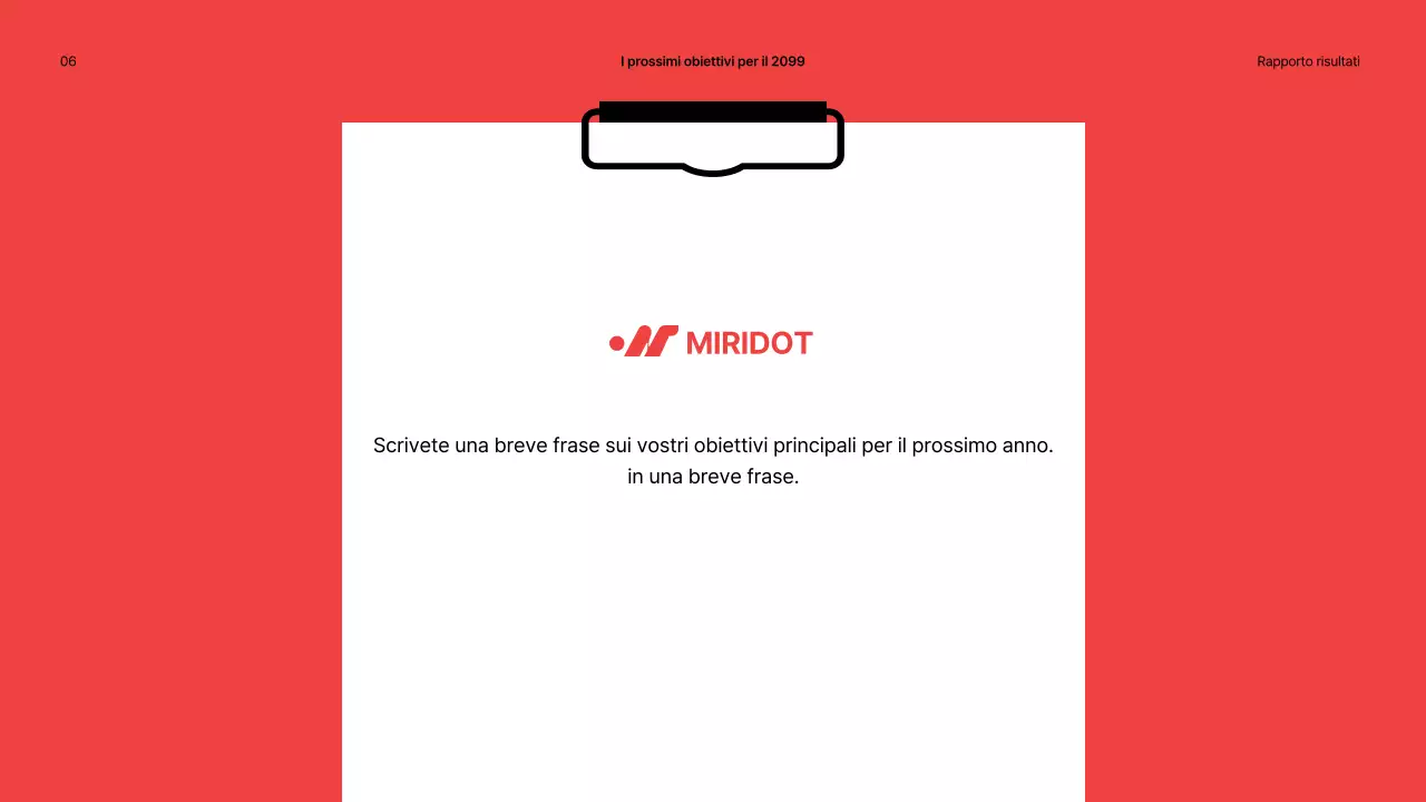 Semplice rapporto di performance di fine anno con accenti rossi