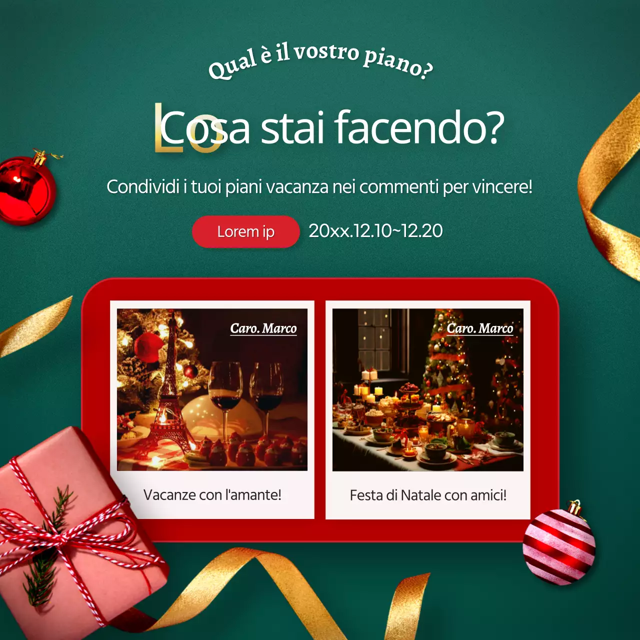 Pubblicizzate un lussuoso pacchetto di modelli natalizi festivi in verde e rosso