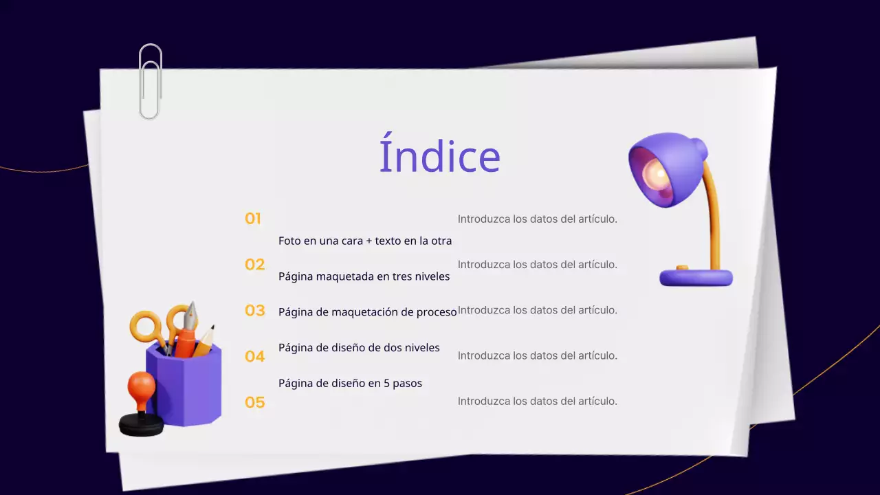 Un sencillo informe empresarial de oficinista en morado y amarillo