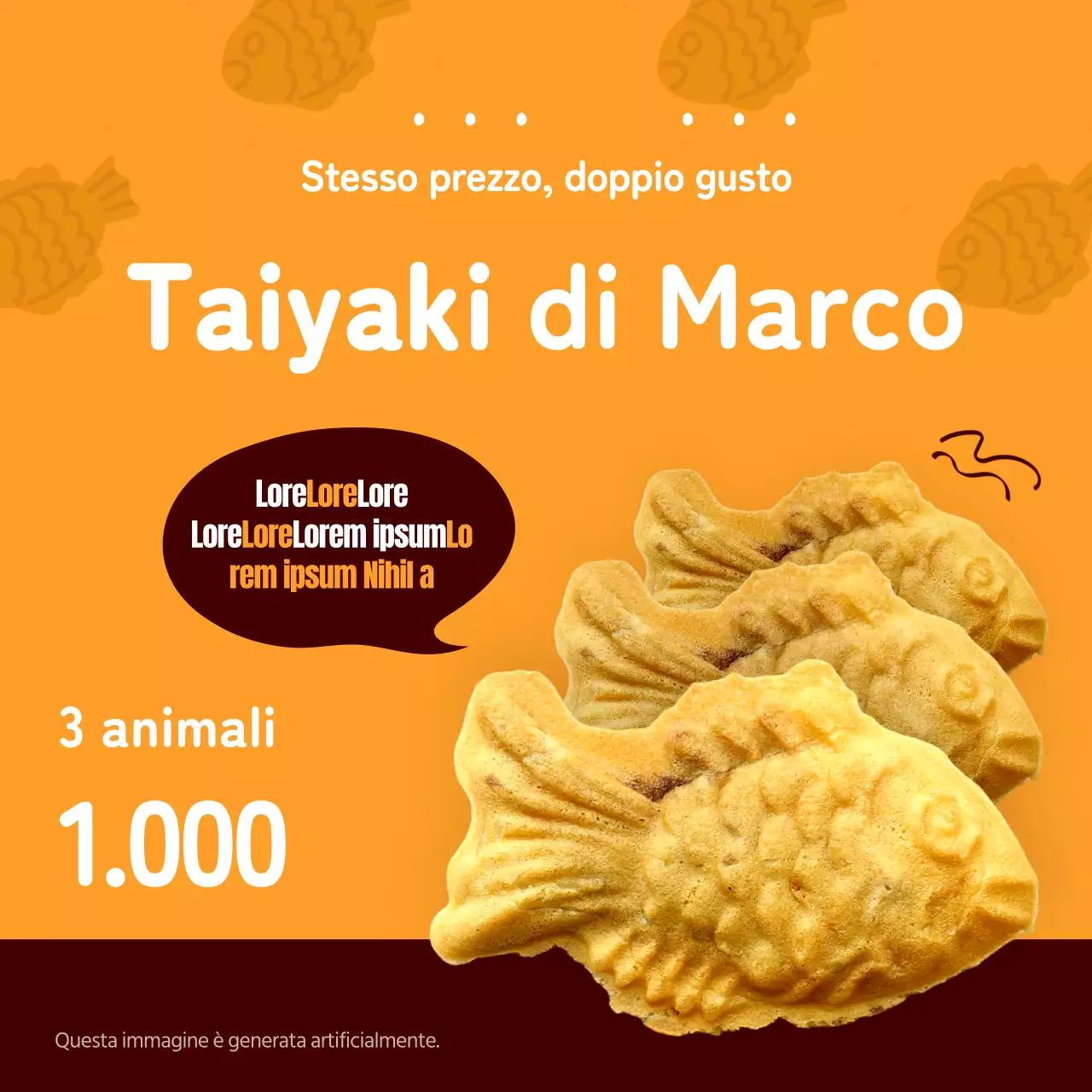 Taiyaki minimalista arancione e marrone per promuovere le vendite