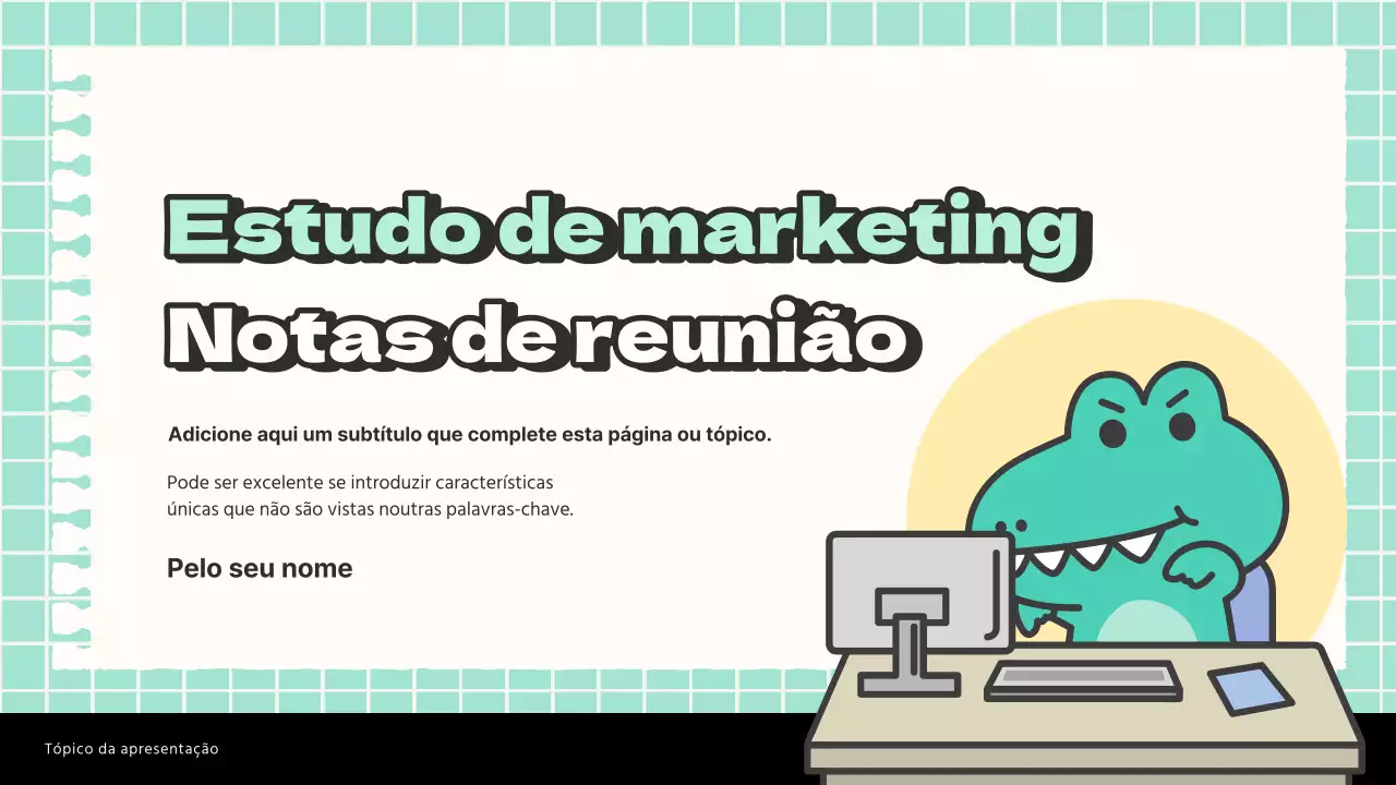 Relatório de notas de investigação de marketing de tendências em branco e menta