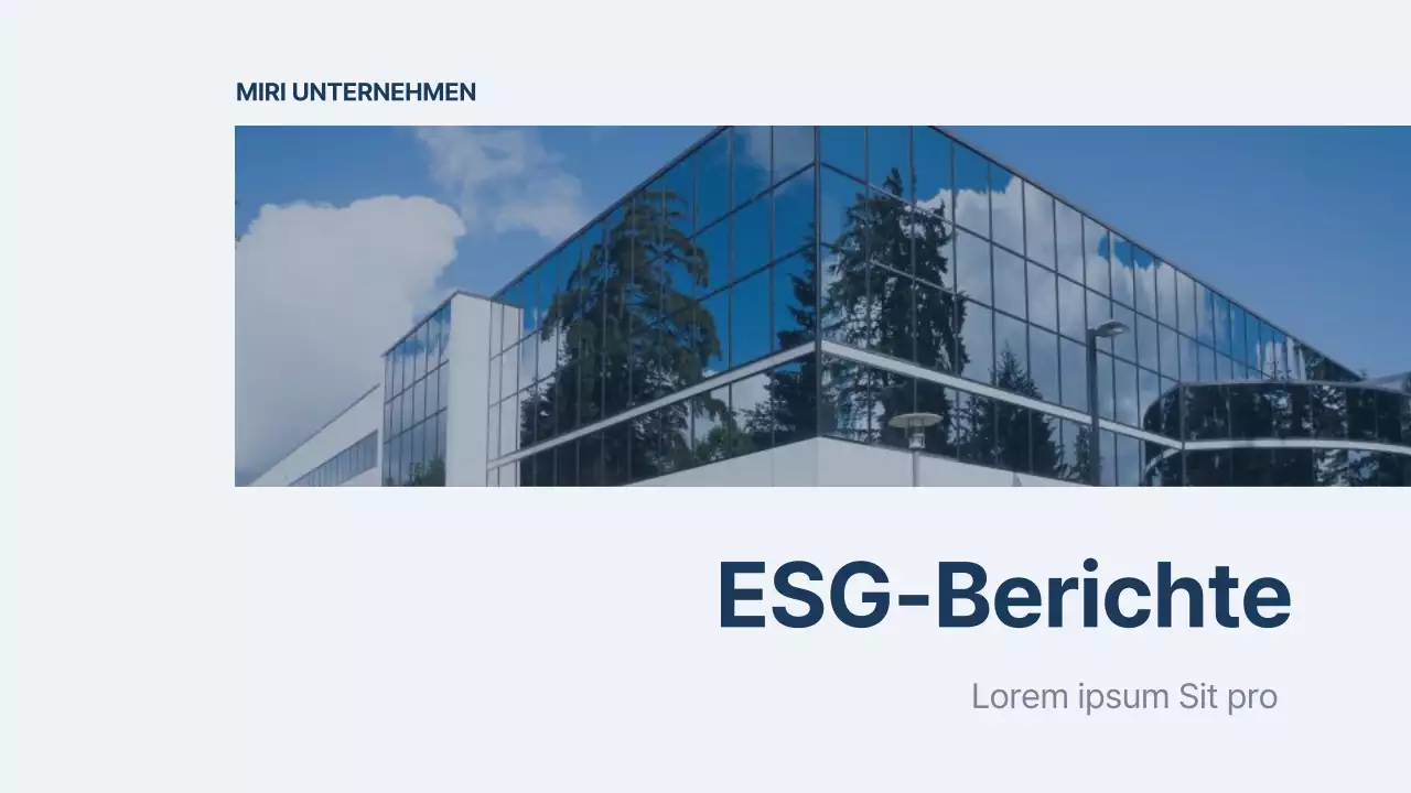 Ein einfacher ESG-Bericht in Marineblau und Hellblau