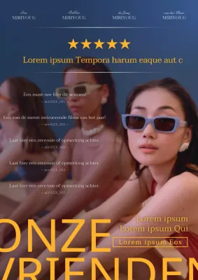 Promoot moderne filmrecensies in lichtblauw en geel