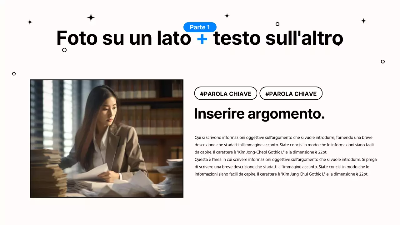 Semplice presentazione del lavoro d'ufficio in blu e nero