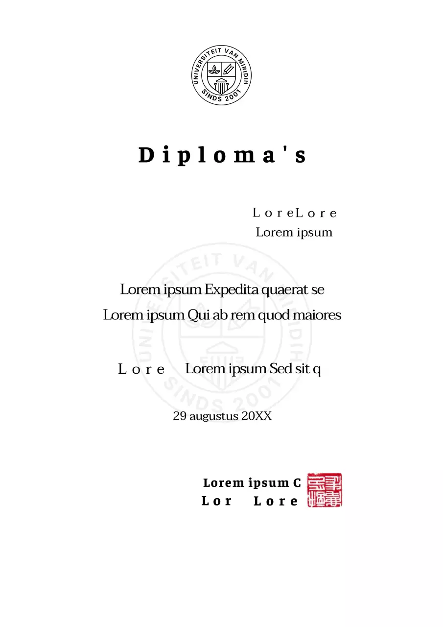 Universitaire diploma's met een eenvoudig formulierconcept