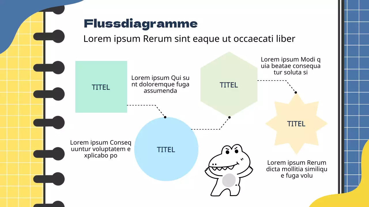 Blaue und gelbe Trendy Marketing Studie Notizen Bericht