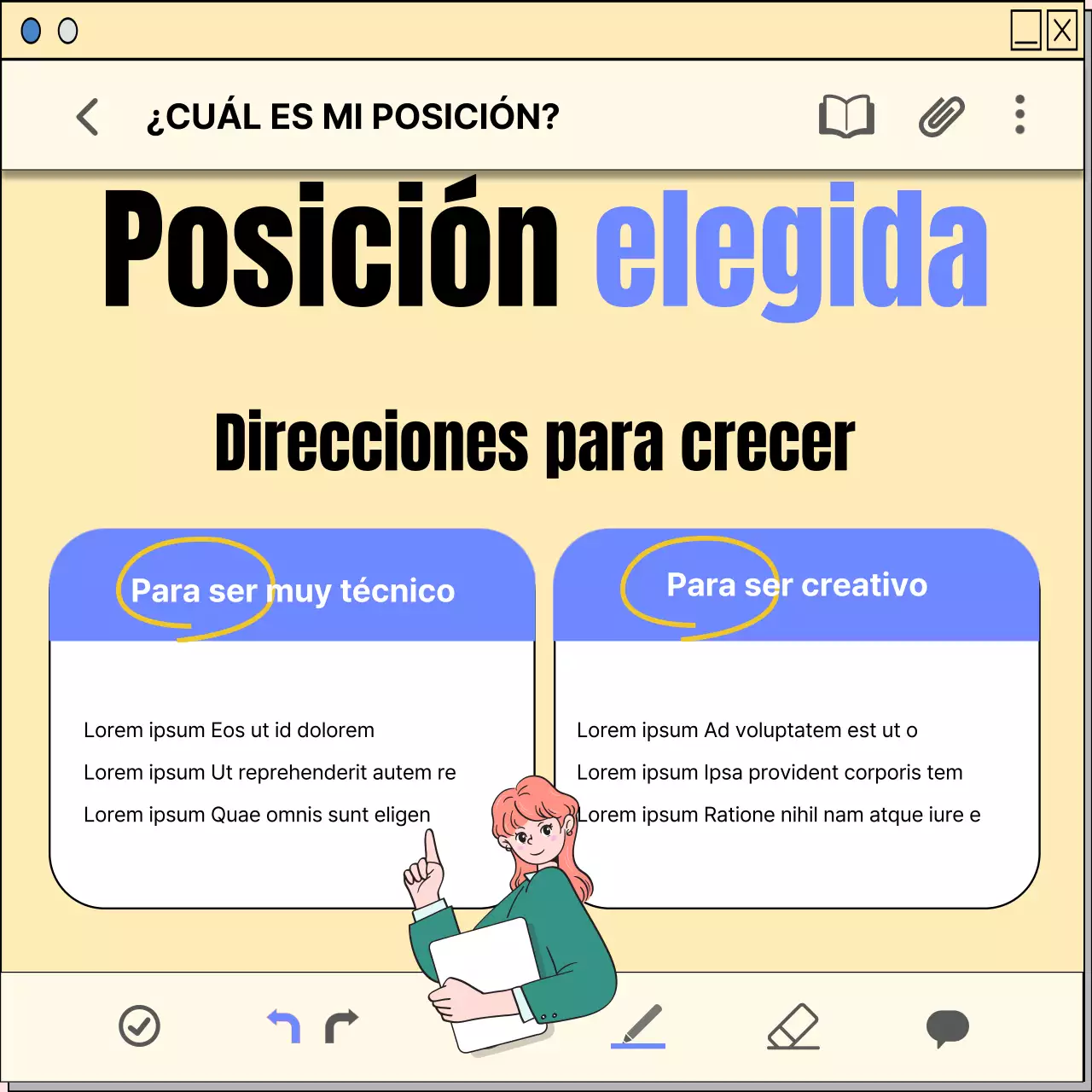Una guía de planificación profesional con un concepto de bloc de notas amarillo y kitsch.