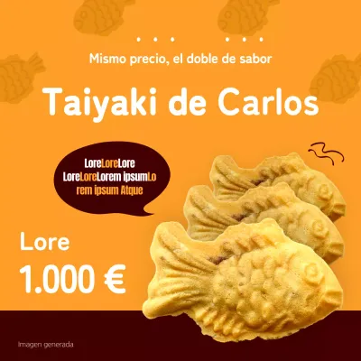 Taiyaki minimalista naranja y marrón para fomentar las ventas