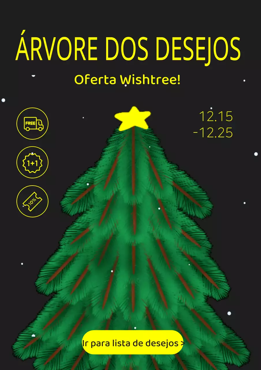 Anúncio minimalista de evento de oferta de prendas de Natal em verde e amarelo