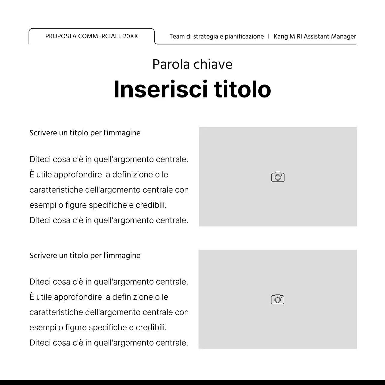 Promuovete un layout con molte cornici semplici in bianco e nero.