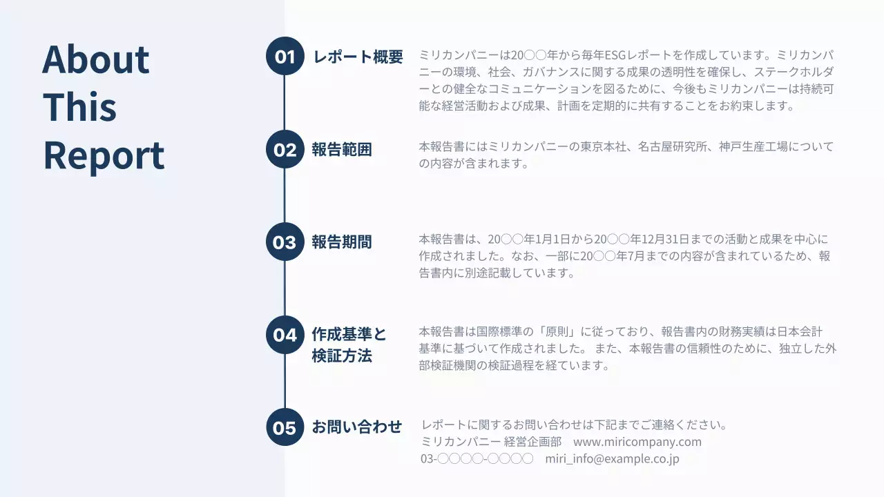 白 シンプル ESG 報告書 プレゼンテーション