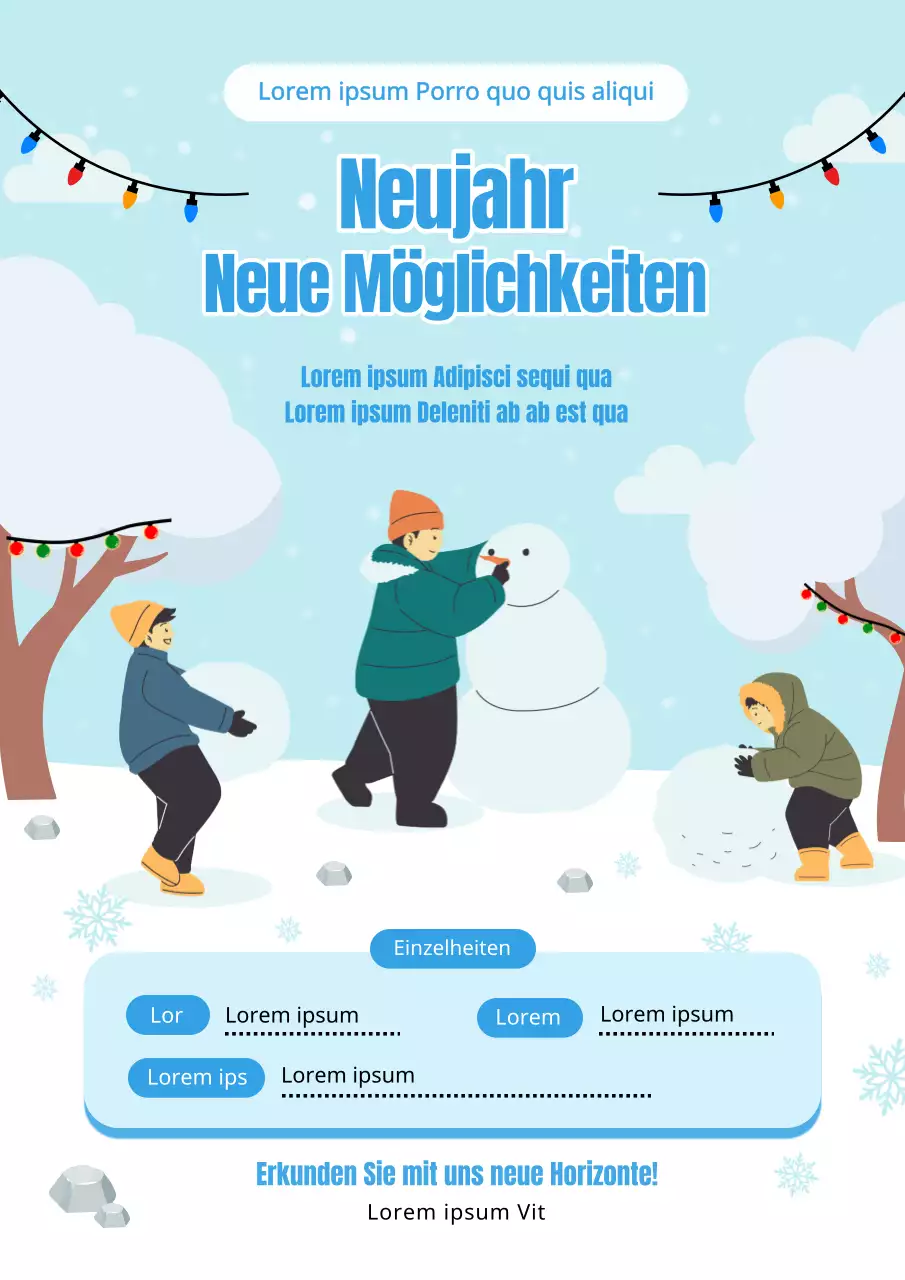 Himmelblau und Weiß Einfaches Winterstudienlager Werbung