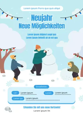 Himmelblau und Weiß Einfaches Winterstudienlager Werbung