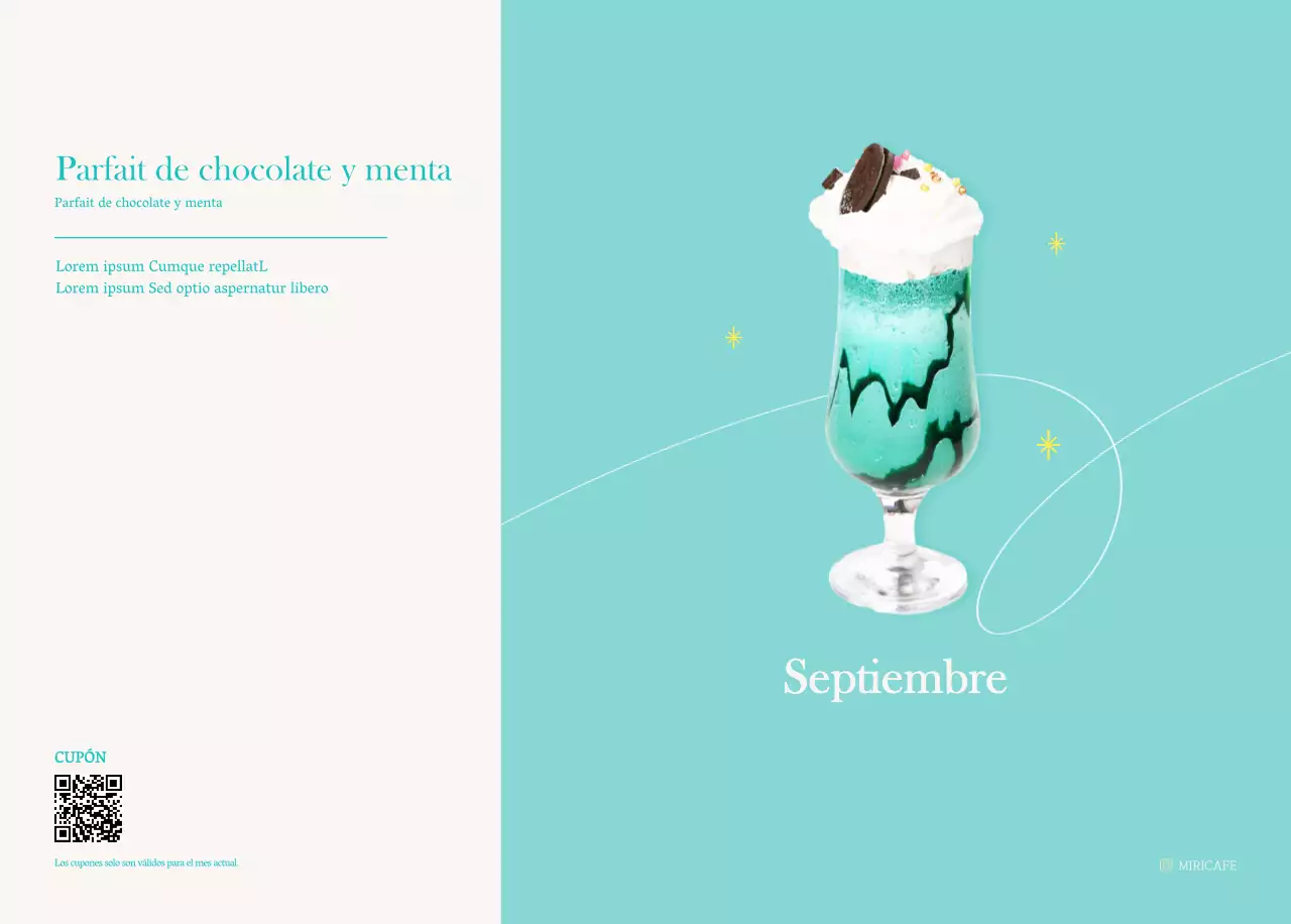 Calendario de cafés con recomendaciones de bebidas del mes